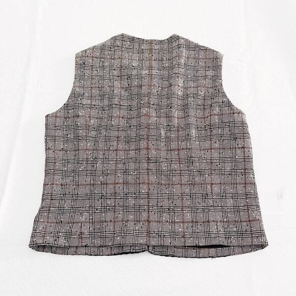 Cassini Pleated Front Tweed Sleeveless Vest Blazer Black & White SZ40 - Picture 4 of 5